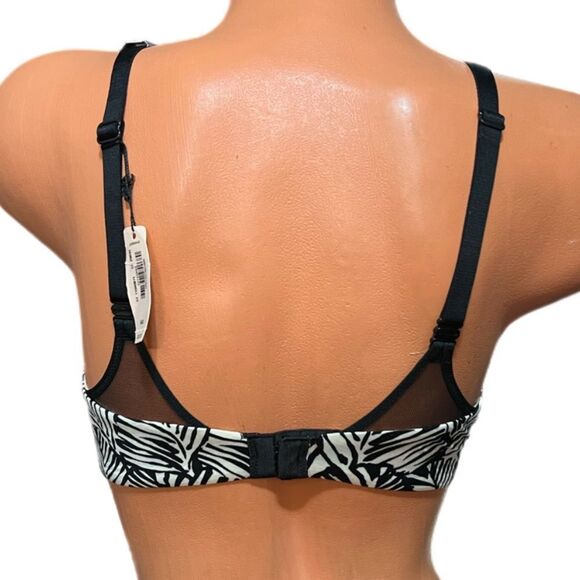 Victorias Secret Supersoft Satiny Fabulous unlined semi demi bra black white 34D - Picture 2 of 3